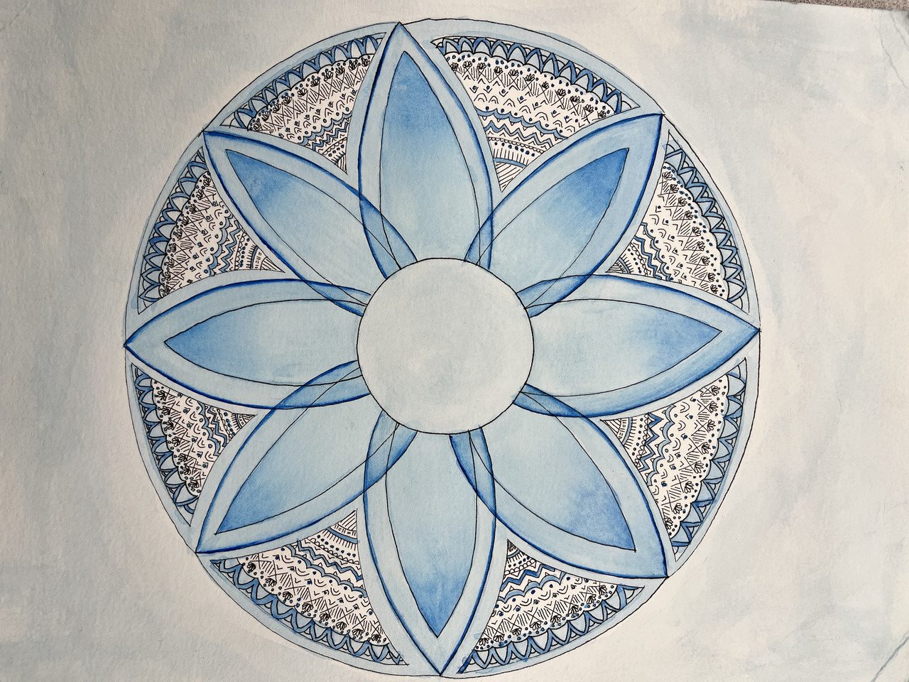 Blue mandala drawing.