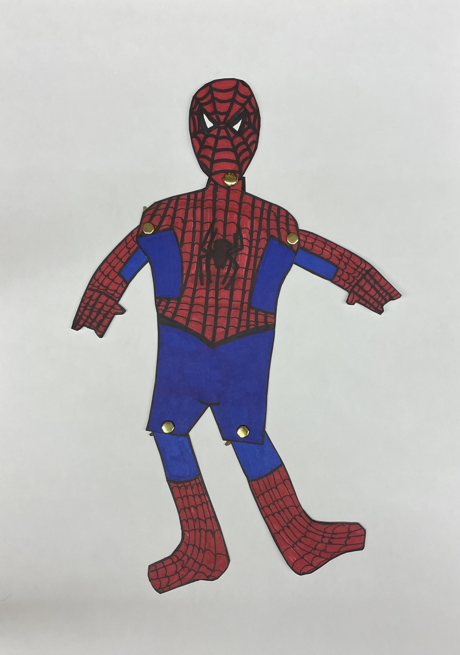 Marionette Character Puppet Bristol Board, Colored Marker, Metal Fasteners