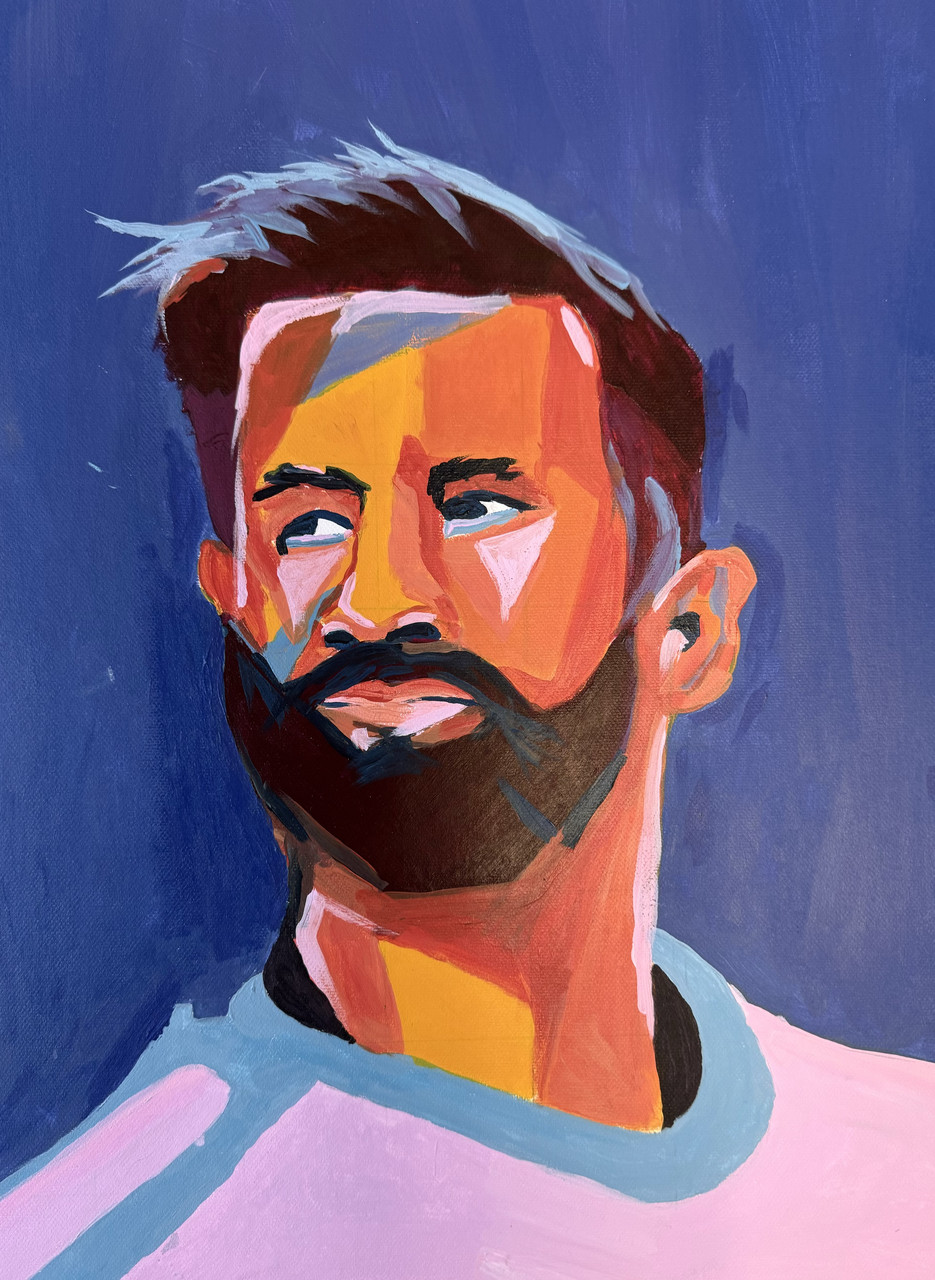 Multicolored painting of Lionel Messi