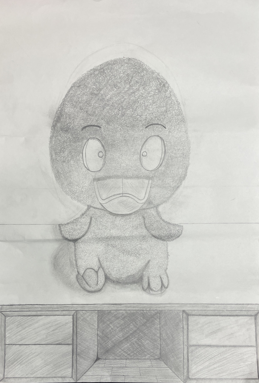 Pencil drawing of cartoon duck